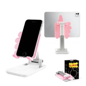 lot 14432 image: Yuibthr Easter Basket Stuffers Foldable Cell Phone Stand Non-Slip,Thumbs Up Adjustable Phone Holder with SiliconePortable Phone Stand for Desktop Compatible with All Mobile Phones (Pink)