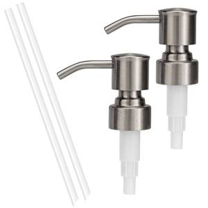 lot 14444 image: UHEY HOME Soap Dispenser Pump Replacement 304 Stainless Steel for Regular Mouth Bottle for Standard 28400 Thread Size Kitchen Bathroom Lotion Refill Dispenser 2 Pack(Brushed Nickel)