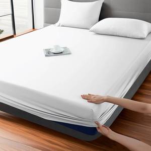 lot 14446 image: Fitted Sheet 1 Pack Queen Size Only Viscose Derived from Bamboo,400 Thread Count 80x78in,8-16in Deep Pocket,Bottom Sheet Colorfast Soft and Silky and Breathable(1 Fitted sheet Only, White, Queen)in