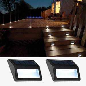 lot 14462 image: Follateas Solar Lights Outdoor, Waterproof Solar Powered Deck Step Lights for Patio Garden Backyard Garage Driveway Pathway Outside Wall Lighting (Cool White2 Pack)
