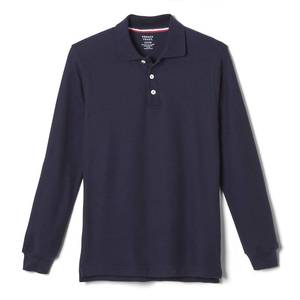 lot 14472 image: French Toast Boysft Pique Polo School Uniform Shirt with Long Sleeves for Boys and Girls, Navy, L (1012)
