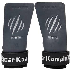 lot 17291 image: Bear KompleX No Hole Carbon Hand Grips - Non-Slip Fingerless Gymnastics Grips for Weight Lifting, Pull-ups and Cross Training  Lightweight, Padded Wrists and Foldable Grip.