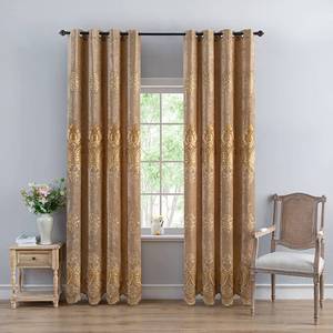 lot 17296 image: ELKCA Chenille Curtain with Embroidered Pattern for Living Room European Curtains for Bedroom Coffee Curtains,Grommet Top (52 W x 96in L,Pack of 2)in