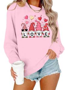 lot 18367 image: PICKID Valentines Sweatshirt Women Gnomes Shirts Love Heart Sweater Crewneck Long Sleeve Pullover Tops