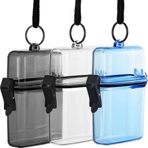 lot 18373 image: Outus 3 Pcs Waterproof ID Badge Holder Case with Waterproof Buckle Floating Sports Case Locker with Adjustable Hanging Rope Plastic Card Dry Box(Clear, Gray, Blue,4.72 x 2.95 x 1.57 in,Classic)