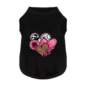 lot 18374 image: Discover Cozy Cotton Canine Wear Soft, Lightweight, and Breathable Dog Shirt Vest with Eye-Catching Graphics (Hearts and Love), Keeping Your Furry Friend Comfy Black S