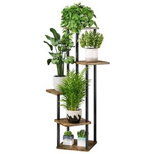 lot 19549 image: AZERPIAN Plant Stand 5 Tier Indoor Metal Flower Shelf for Multiple Plants Corner Tall Flower Holders for Patio Garden Living Room Balcony Bedroom, Black (5 Tier-Black)
