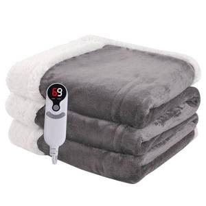lot 19550 image: Heated Blanket Electric Blanket Full Size 72ftftx84ftft with 9 Heating Levels, 1-10 Hour Auto Shut Off, Machine Washable, Flannel and Sherpa Soft Warming Blanket for Couch, Bed, Office - Light Grey