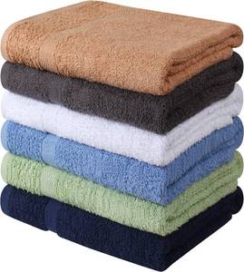 lot 19566 image: Towel and Linen Mart 100percent Cotton 6 Pack Bath Towel Set, Quick Dry, Super Absorbent, Light Weight, Soft, (27 x 54 Pack of 6) Beige, White, Grey, Sky Blue, SAGE Green, Navy