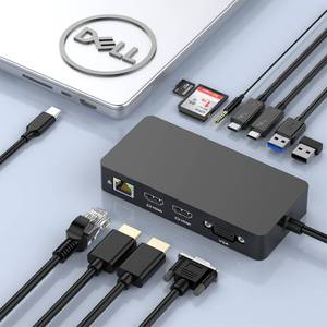 lot 19568 image: New Dell Docking Station Triple Displays with Dual HDMIVGA with Power Adapter, 12 in 1 Dell Thunderbolt Dock for XPS, Inspiron, Latitude, Precision, Vostro,GAlienware, etc