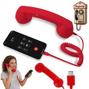 lot 19571 image: Retro Phone Handset Home Decor Aesthetic for iPhone Landline Rotary Phone for Home Pop Corded Telephone Handset for Cell Phones Connect to House Old School Vintage Telephone Receiver (Red)