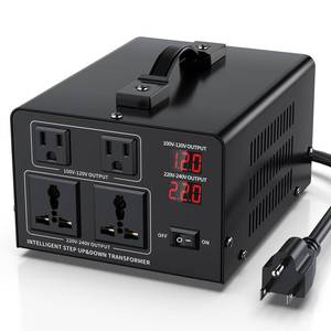 lot 19577 image: 2000W Voltage Converter Transformer Step Up 110V120V to220V240V or Step Down 220V to 110V AC Power Converte, Circuit Breaker Protection, 2 US sockets, 2 Universal sockets, LCD Display