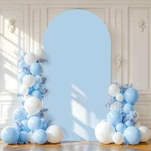 lot 20227 image: 7.2FT Blue Wedding Arch Cover Spandex Fitted Arch Covers Stretchy Backdrop Round Top Chiara Backdrop for Birthday Party Ceremony Banquet Decoration