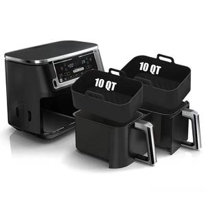 lot 20228 image: Air Fryer Silicone Liners 10QT for Ninja DZ550 DZ550GYDZ302DZ401,MMH 2Pcs Rectangle Food-Grade Airfryer Pot Reusable Replacement Baking Basket Accessories for Ninja 10 QT 10in1 Dual Air Fryer,Black
