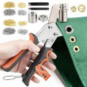 lot 20231 image: ZAPSIFOU Heavy Duty Grommet Tool Kit, 14 38 Eyelet Pliers Kit, 400 Sets of 6MM 10MM Grommets with Hole Punch and Eyelets, Eyelet Pliers Kit for Tarp, Fabric, Banner, Canvas