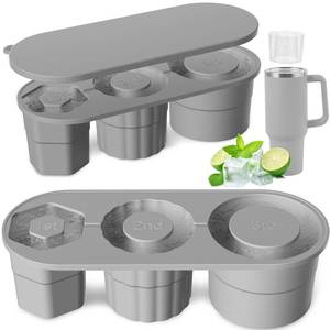 lot 20235 image: Sackei Ice Cube Tray with Lid for Stanley Cup 20 30 35 42 oz, Hollow Cylinder Freezer Ice Molds for Juice Whiskey Silicone Ice Maker for YETI Tumblers Summer Gift Accessories (Star Grey)