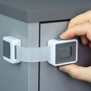 lot 20254 image: Child Safety Locks (4-Pack) - Baby Proof Cabinets, Drawers, Toilets and Appliances- Adjustable Strap Length, Double Lock Option - Easy Latch for Adults to Open