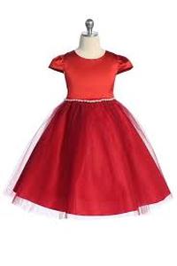 lot 7829 image: Red Tulle Party Dress with Pearl Trim