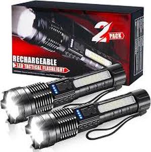 lot 8061 image: Rechargeable LED Tactical Flashlight 2-Pack