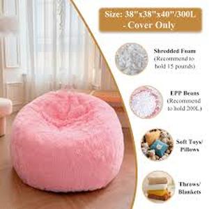 lot 13823 image: Pink Bean Bag Chair Cover