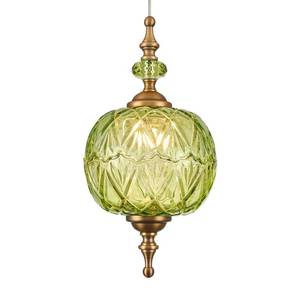 lot 1664 image: TLOLGT Antique Green Pendant Light Fixtures Vintage Kitchen Lighting Delicate Decorative Pattern 6.3 inches Glass Ceiling Pendant Lighting for Kitchen Island Dining Room with Original Vintage Design