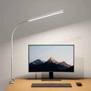 lot 1689 image: SUPERDANNY Eye-Caring LED Desk Lamp 360° Flexible Gooseneck Work Lamp with Desk Side Clamp Touch Control 3 Light Colors Smooth Dimming Task Lighting Reading Light for Home Office College Dorm, White