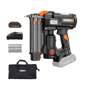 lot 1693 image: WORX Brad Nailer Cordless, 20V 18 ga Brushless Nail Gun Cordless, High Driving Power, Up to 2-�� into Hardwood, Narrow Nose, 3 LEDs, 3000 Nails & 20V 2.0 Ah Battery and Charger Included, PowerShare