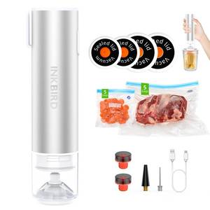 lot 1703 image: INKBIRD Sous Vide Vacuum Sealer Set - 10PCS Reusable Sous Vide Bags with Air Valve, Hand Vacuum Sealer Pump with Reusable Vacuum Sealer Bags for Anova, Joule Cookers, BPA Free Sous Vide Cooking Kit