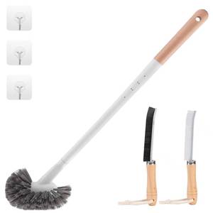 lot 2001 image: SAYAPE Curved Toilet Bowl Brush and Crevice Cleaning Brushes Set, Bathroom Cleaning Scrub Brush with Long Handle, Toilet Scrubber Brush with Small Gap Brushes Kit for Household Deep Cleaning (3 PCS)