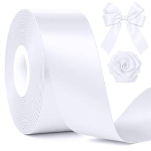 lot 2003 image: Fullive White Ribbon for Gift Wrapping, 30 Yards White Ribbon 1 12 in, Solid Polyester Satin Mothers Day Ribbons for Wedding Valentines Decorations DIY Hair Bows Wrapping Bouquet Floral Arrangements
