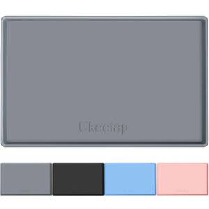 lot 2014 image: ukeetap Extra Thick Silicone Mat Waterproof with Raised Edge 19�� x 12��, BPA Free Non-Slip Dog & Cat Food Mat, Feeding Mat for Food and Water Bowls, Spill Proof Mat to Protect Floors, Gray