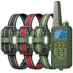lot 2017 image: Heaflex Dog Training Collar with Remote, 2600FT Range, 4 Training Modes Beep, Shake, Safe Shock, LED Light, Rechargeable IPX7 Waterproof for All Breeds Sizes, with Three Receiver Collars for 3 Dogs