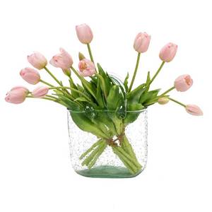 lot 2022 image: DUYONE 15pcs Artificial Tulips Flowers,Latex Bouquet, Fake Tulips for Office Wedding Party Home Kitchen Garden Decoration(Light Pink,15pcs)