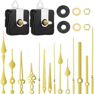 lot 2024 image: Mudder 2 Pcs Clock Mechanism High Torque Quartz Long Shaft Movement with 5 Pairs Gold Different Hands Replacement Battery Operated Clock Kit Repair Parts