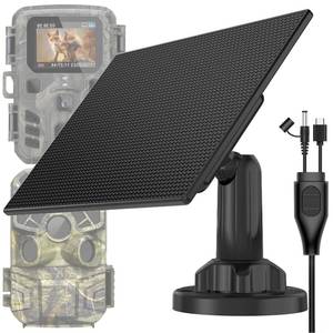 lot 2031 image: Trail Camera Solar Panel, Built-in 5000mAh Rechargeable Battery Solar Panel for Trail Camera, IP66 Waterproof Solar Charger Kit Hunting Accessory Solar for Trail Cameras - Output Type C5V DC6V