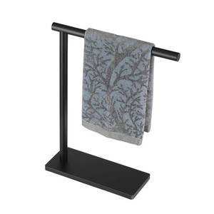 lot 2039 image: JQK Hand Towel Holder Stand Black, Modern Tree Rack Free Standing for Countertop with 12 Inch Bar, 304 Stainless Steel Matte Black Thicken 0.8mm, HTT170-PB