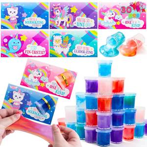 lot 2042 image: JOYIN 30 PCS Valentine Day Gift Cards with Fantasy Slime Stress Relief Fidget Toy for Kids, Classroom Exchange Prizes, Valentines Party Favors, Exchange Gifts Greeting Card