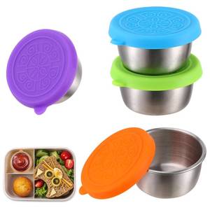 lot 2046 image: CXWLTT Salad Dressing Container To Go Sauce Cups Stainless Steel Ketchup Box 1.5oz 4Pcs Reusable Sauce Pots Leakproof Storage Containers with Lids for Lunch Picnic Travel