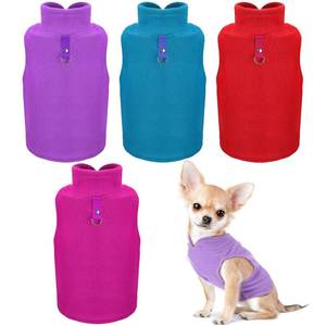 lot 2047 image: SATINIOR 4 Pieces Stretch Fleece Dog Sweater Polyester Warmer Vest Pullover Jacket with D-Ring Leash Cold Weather Coat Hoodie for Small and Medium Dogs(L,Purple, Blue, Rose, Red)