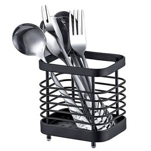 lot 2048 image: LAIPART Kitchen Sink Utensil Holder of Drying Rack, Small Stainless Steel Cutlery Drainer Caddy,Spoon and fork organizer (Black)