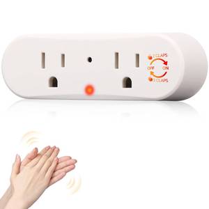 lot 2049 image: Kingdder Clapping Light Control Switch Clap OnOff Sound Activated Switch 110v Wireless Wall Outlet with 2 Sockets Sensor Smart Plug for Bedroom Lights Fun Small Appliances Home Decor