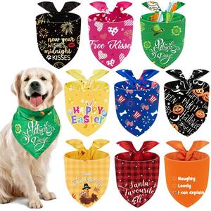 lot 2060 image: Weewooday 9 Pcs Holiday Dog Bandanas St Patricks Day Easter Bandanas Birthday Scarf Adjustable Large Pet Washable Scarves for Large Dog Supply(Cute Pattern)