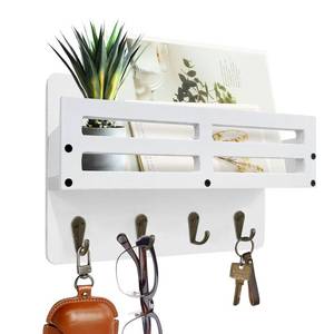 lot 2069 image: KISENG Key Holder Wall Mount Farmhouse Key Hooks for Wall with Mail Organizer Decorative Key Rack with 4 Sturdy Hooks for Dog Leash, Sunglasses, Rustic, Paulownia Key Hanger for Entryway