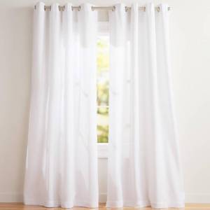 lot 2078 image: EXCLUSIVE HOME Loha Linen Grommet Top Curtain Panel Pair, 54x108, Winter White