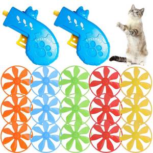lot 2079 image: LAPOHI 17 PCS Cat Fetch Toy with Colorful Flying Propellers Set, Cat Playing Tracking Interactive Toys for Kitten Indoor and Outdoor Chasing Training Hunting