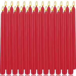 lot 2492 image: 24 Pack Red Taper Candles 10 Inch, Unscented Dinner Candles Bulk for Valentines Day Decorations, Wedding Centerpieces, Holiday Dining Table Decor, 7-8 Hours Long Burning Tapered Candles