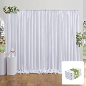 lot 3210 image: 20x10FT White Backdrop Curtains for Party, 4 Panels 5x10FT Thick Polyester Backdrop Drapes, Wrinkle Resistant Photography Background Drapes for Wedding Birthday Home Decoration