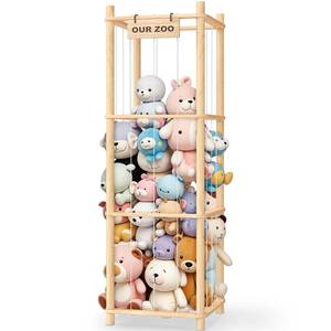 lot 3213 image: Woodure Stuffed Animal Storage & Organizer, Wooden Cute Zoo Toy Holder for Toddler Rooms, Playrooms & Bedrooms
