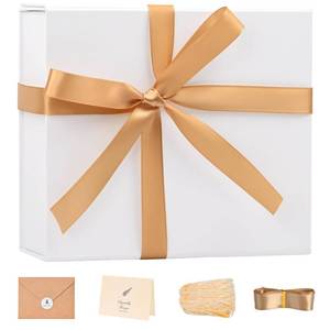 lot 4306 image: LIFELUM Black Gift Box 8 x 7 x 3 inch, Gift Box with lid Magnetic Closure Box Sturdy Box for Gift Includ Greeting Cards,Ribbon,Shredded Paper Filler for Presents (1 Pcs)
