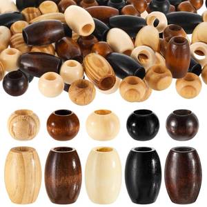 lot 4313 image: WILLBOND 130 Pieces Macrame Wooden Beads 10mm Hole Loose Beads with Hole for Macrame Making Kits Supplies Jewelry Bracelet Making Hair DIY Craft Handmade Decor(Black Brown Beige, Classic)